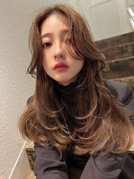 アンジェリカラボ 梅田店(ANGELICA LABO) 韓国風くびれレイヤーカット×グレージュ×透明感ブラウン川又