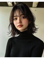 ノラ シブヤ(NORA)&nbsp;小顔ミディアムパーマミディアムデジタルパーマボブパーマ前髪