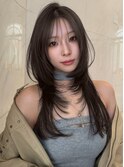 韓国ヘア/ふんわりレイヤーカット×透けベージュカラー