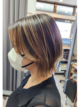 テーラヘアー 土気あすみが丘店(TELA HAIR) バレイヤージュ×くびれボブ