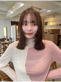 ミディアムストレート姫カットレイヤーブルーカラー