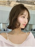 大人ボブ銀座レイヤーカット有楽町ミディアムボブベージュ