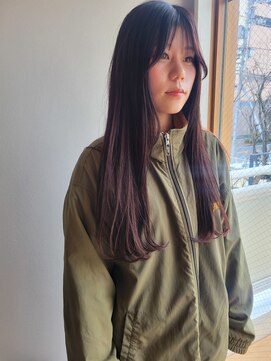 ツイギー 宮西店(TWiGGY) セミロング×チェリーブラウン