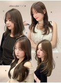 オリーブブラウン/レイヤーカット/透明感カラー/韓国ヘア