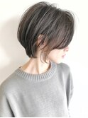 前髪パーママッシュショートひし形ショート白髪ぼかし40代