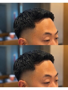 ゼロスバーバー(0's BARBER SHOP) 束感黒髪アイロンパーマ人気流行短髪清潔感メンズ