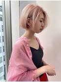 ミニボブホワイト_くすみカラーラベンダーカラー