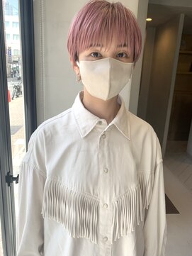 ヘアー アイス ルーチェ(HAIR ICI LUCE) ショートヘア　ペールピンクスタイル/西田