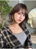 くびれミディアムイヤリングカラー ダークアッシュインナー