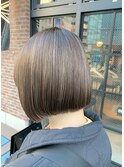 【髪質改善でー5歳】30/40/50代人気★ぱっつんボブ白髪ぼかし