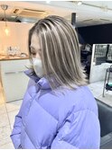 ハイライトカラーマチルダボブインナーグレージュ前髪