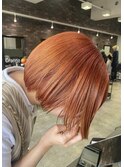 ミニボブ コッパーオレンジ 髪質改善カラー アメイジアカラー