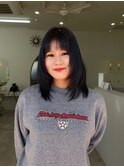 黒髪/ボブルフ/ネビージュ/小顔/ワンレン/沖縄市/髪質改善/前髪