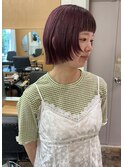 顔まわりレイヤーボブ/ラベンダーピンクカラー/横浜/関内