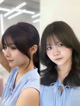 アマトウキョウ アユンチェ(AMA TOKYO×AYUNCHE) 韓国ヘア　透明感カラー　2wayバング  レイヤーカット   顔周り