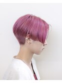ピンク#刈り上げ#ダブルカラー#ハンサムショート#ケアブリーチ