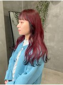 赤髪　レッドカラー　ピンクカラー　裾カラー　デザイン