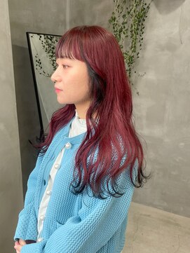 テトヘアー(teto hair) 赤髪　レッドカラー　ピンクカラー　裾カラー　デザイン