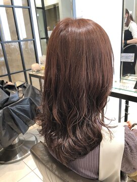 ネオリーブギンザ 銀座店(Neolive GINZA) 艶感ピンクブラウンカラーとウェーブパーマヘア　(銀座美容室)