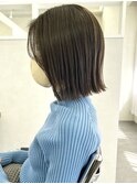 *ぱつっと切りっぱなしボブくすみカラー*