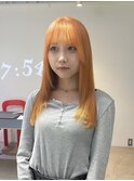 アプリコットオレンジ/オレンジイエロー/レイヤーカット/表参道