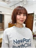 レッドオレンジ髪質改善水素トリートメントレイヤーカット２０代