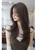 バタフライカットハッシュカットマレットヘアチェリーレッド