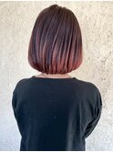 ボブ グラデーションカラー 酸性ストレート チェリーレッド 30代