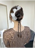 ヘアセット　あみおろし　リボンヘア　タイトヘア　シニヨン