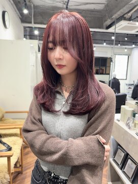 ジーナ 博多(Zina) セミロング ローレイヤー×ピンクラベンダー