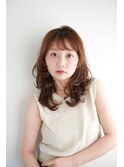 くびレイヤーエモージュ前髪モテベージュレイヤーミディ/高円寺