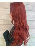 大人美人チェリーレッドオレンジ韓国ヘアモテ髪