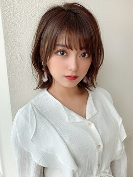 アフロート ディル(AFLOAT D'L) 大人かわいい 外ハネ くびれボブ グレージュ 流し前髪 KI