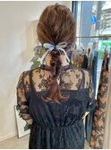 20代30代大人可愛いお呼ばれスタイル編みおろしベージュカラー