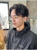 センターパート メンズヘア ニュアンスパーマ スパイラル