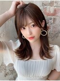 イメチェン美髪外ハネボブミディアムストレート寒色系カラー