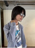 メンズボブウルフメンズミディアムレイヤーカットメンズウルフ