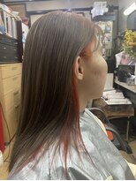 マリ美容室&nbsp;インナーカラーオレンジ ミルクティーベージュ