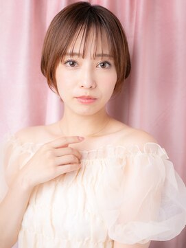 カバーヘア ブリス 川口(COVER HAIR bliss) コーラルオレンジ似合わせカット小顔丸みショートY川口30代40代