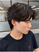 スマート印象◎フェザーパーマ×かき上げ前髪/ビジネス対応