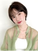 ★レイヤーカットミルクブラウンナチュラルショート小顔縮毛矯正