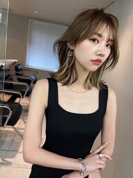 サイン 表参道(SIGN) 韓国ヘアグレージュカラーブリーチ無し髪質改善イヤリングカラー