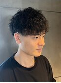 黒髪 束感 マッシュパーマ フェードカット 30代40代【札幌】