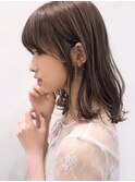 say.ホワイトグレージュミニウルフダークブラウンレイヤーロブ