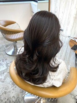 ロンドアジュール 横浜(Lond azur) ミニウルフチェリーブラウンブリーチなしレイヤー韓国前髪/横浜