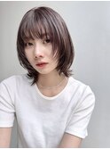 大人ショートボブフェイスレイヤー前髪ありひし形ボブK20250713