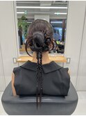 ポニーテールのシニヨン編み込みアレンジヘア【清板】