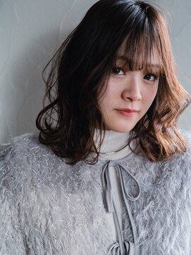 ヘアークラフト(Hair Craft) コテ巻き風パーマ×ミディアムレイヤー【岡山】ブラウンカラー