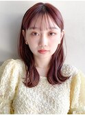 くびれヘア レイヤーカット アプリコットオレンジ ハイライト ☆