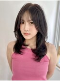 韓国風大人可愛い20代30代40代小顔レイヤーミディアム